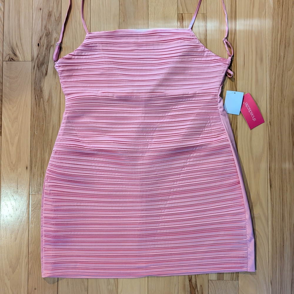 Pink Ribbed Mini Dress